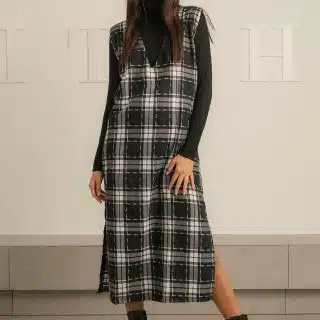 Wool side slits dress