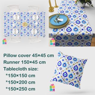 Evil eye pattern for Ramadan (runner-tablecloth-cushion)