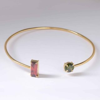 Two stoned gold-plated choker necklace