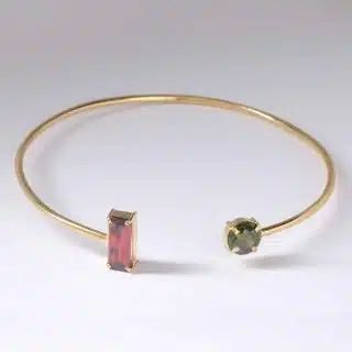 Two stoned gold-plated choker necklace