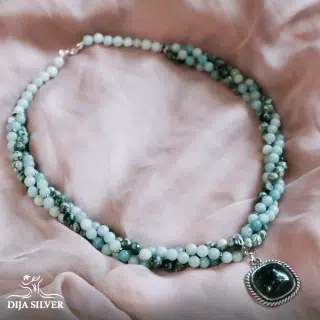 agate/amazonite green braid Necklace
