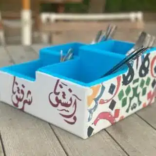 Colorful Calligraphy Cutlery Organizer