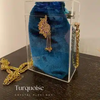 The Turquoise Crystal Plexi Box Chain-Bag with Gold-Plated Piece