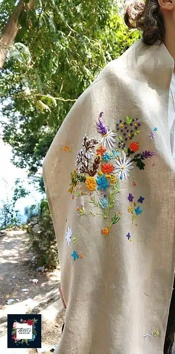 Flower Bouquet Linen Shawl 1 Flower Bouquet Linen Shawl