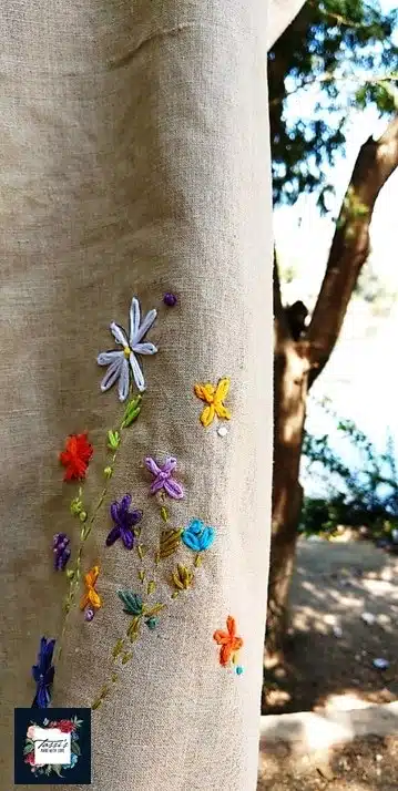 Flower Bouquet Linen Shawl 2 garden 2