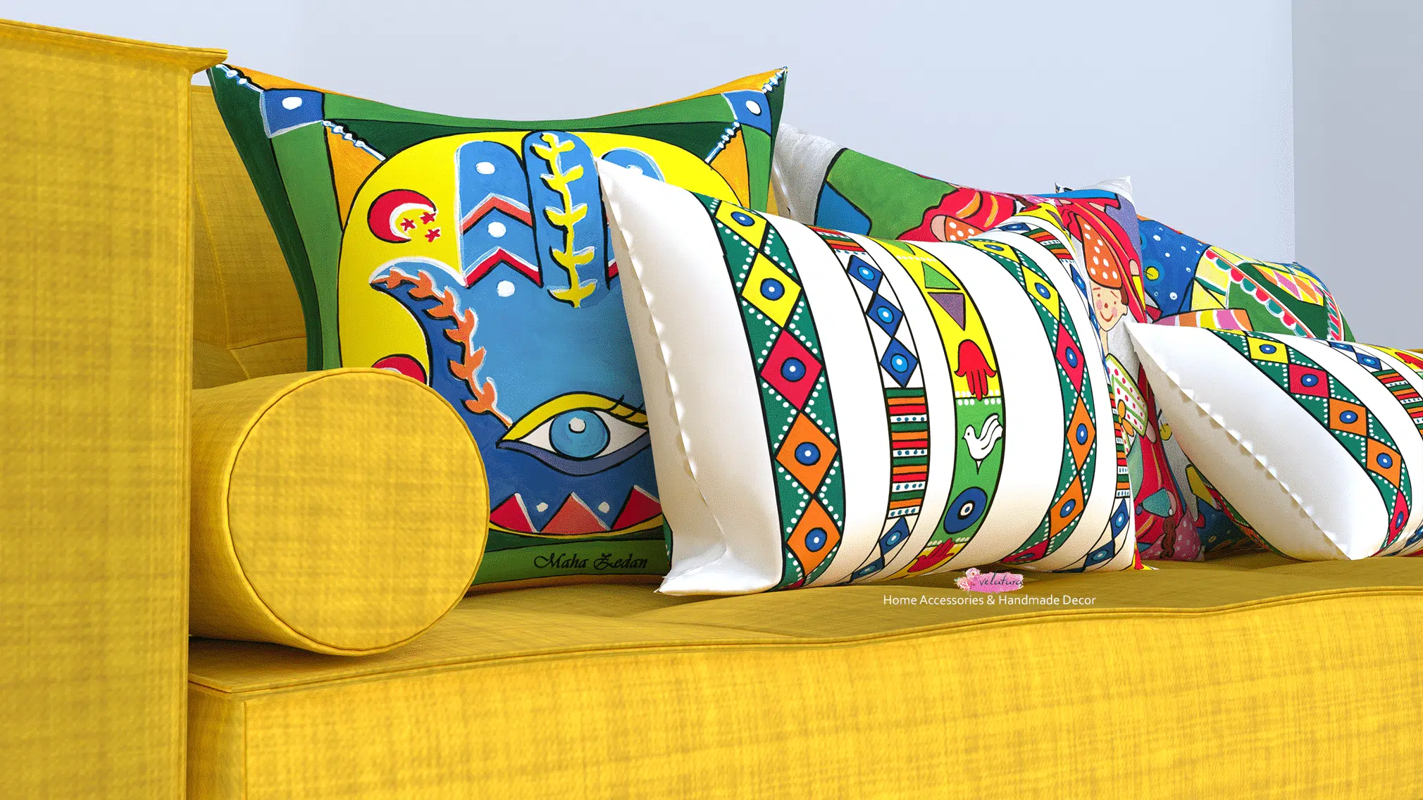 خدادية الخمسة El Hamsa Cushion 1 خدادية الخمسة El Hamsa Cushion