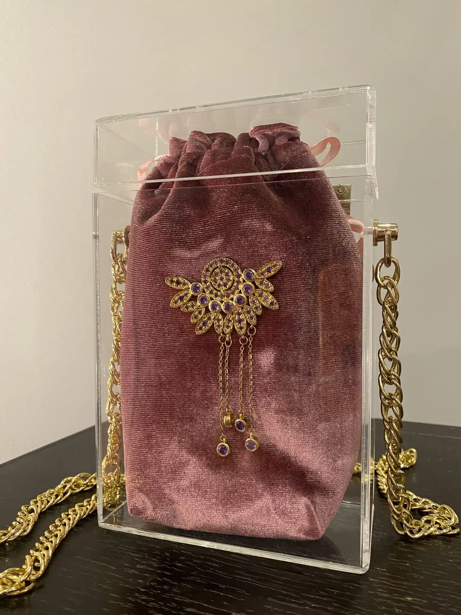 The Bois De Rose Crystal Plexi Box Chain Bag 1 The Bois De Rose Crystal Plexi Box Chain Bag