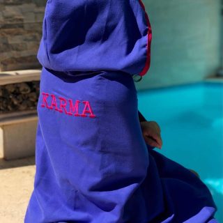 Microfiber hooded towel (blueberry fuchia)