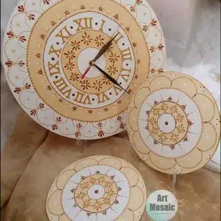 White Wall Clock And 2 Tableau