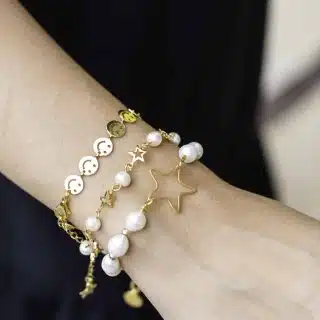 Pearl & gold chain Bracelet