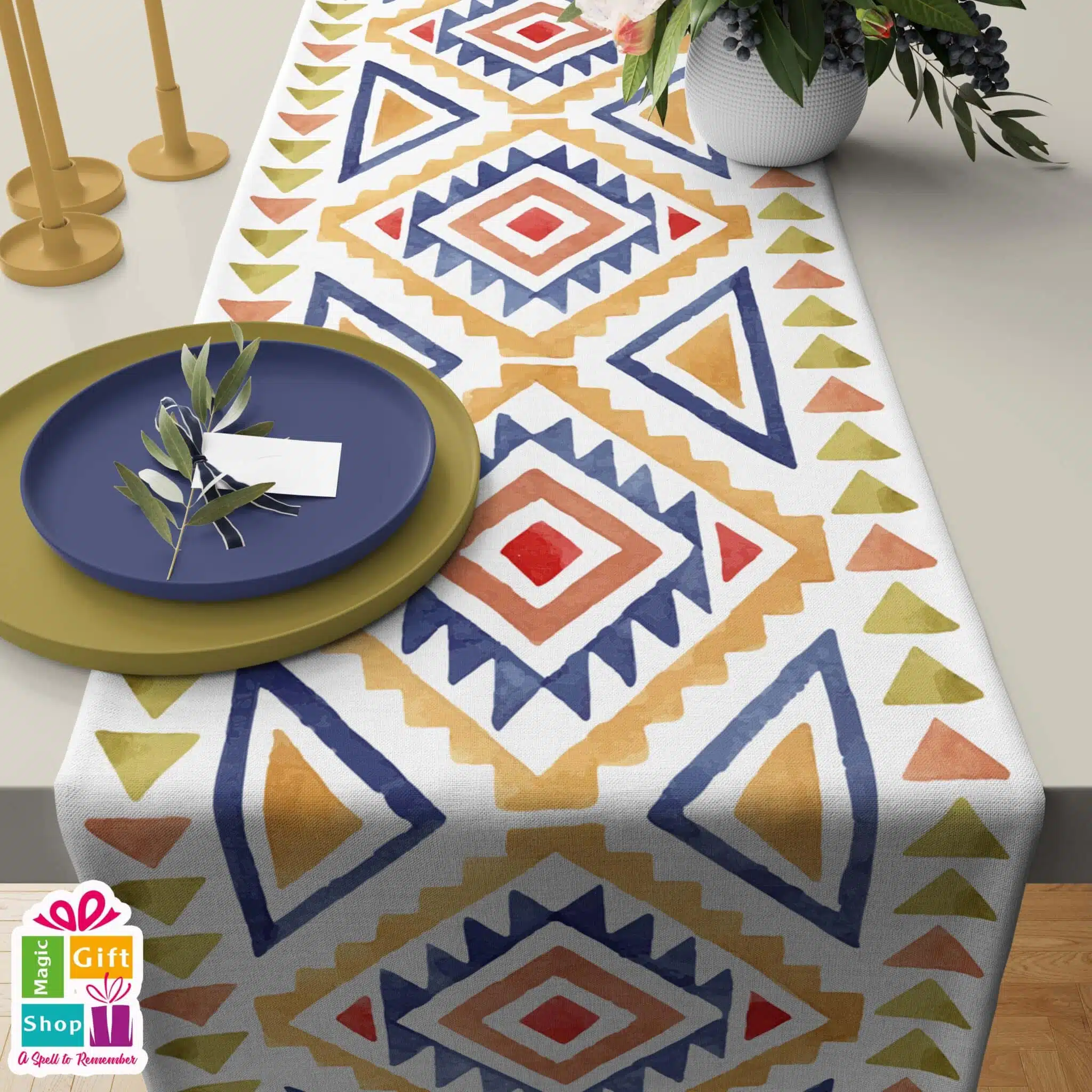 Watercolor-green & blue (Runner) 1 Watercolor-green & blue (Runner)