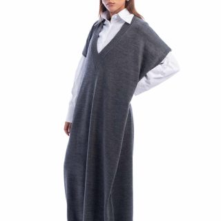 Maxi grey knit dress