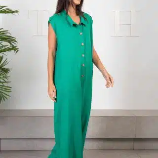 Green linen jumpsuit