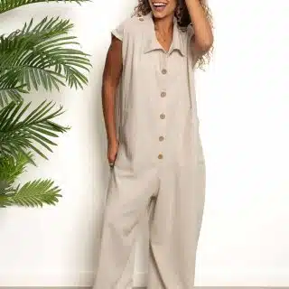 Beige linen jumpsuit