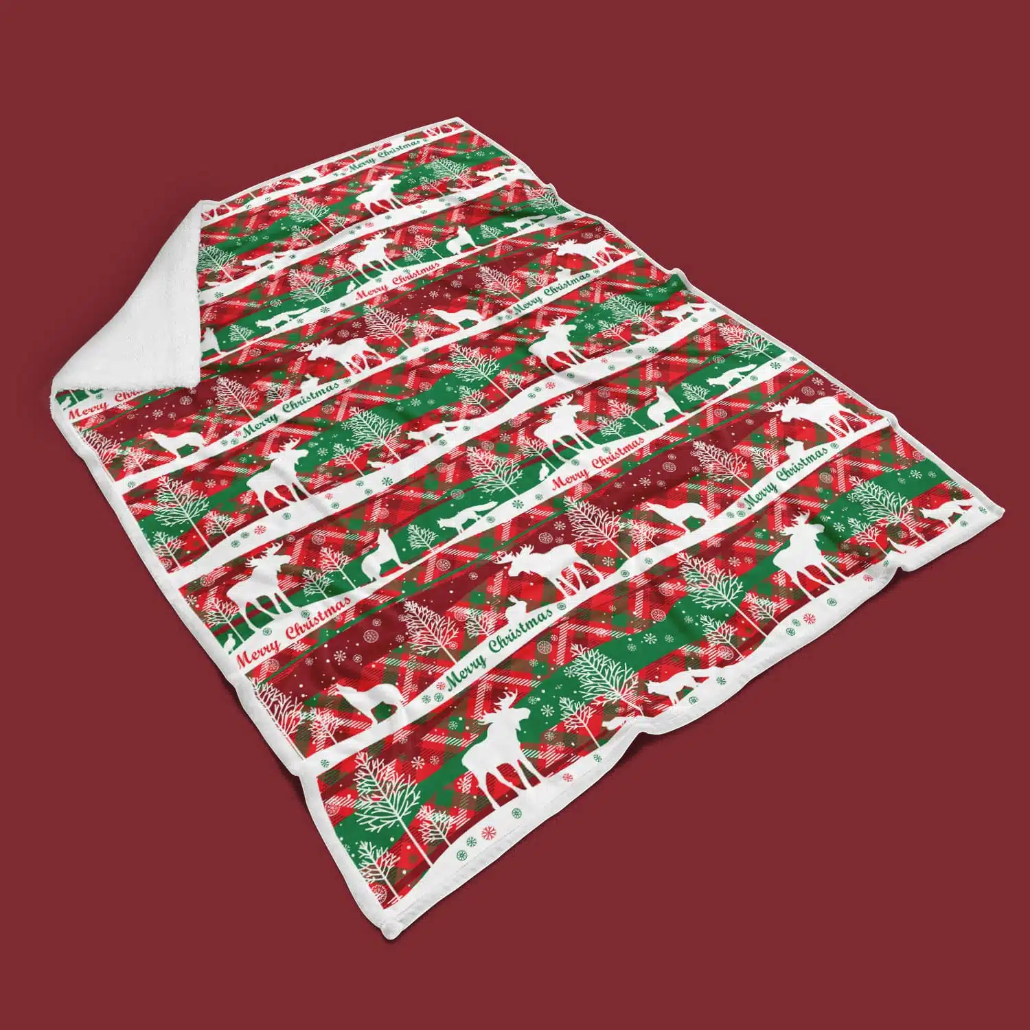 Deer christmas blanket 2 mockup blanket 10