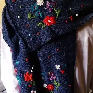 Navy Floral Shawl