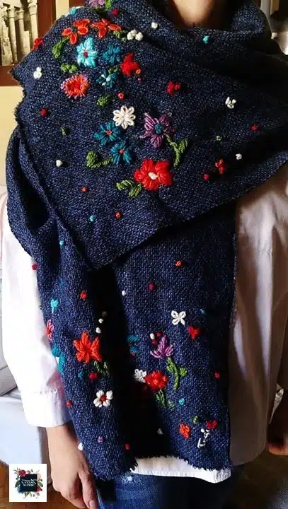 Navy Floral Shawl 1 Navy Floral Shawl