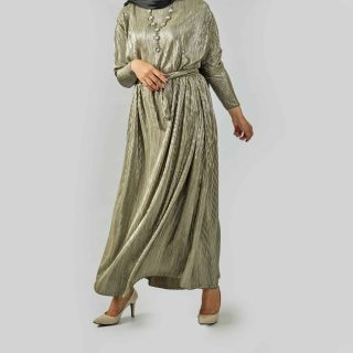 Silver pleated evening dress