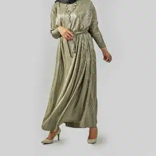 Silver pleated evening dress