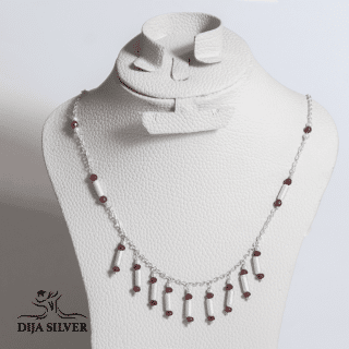 maroon cylinders necklace