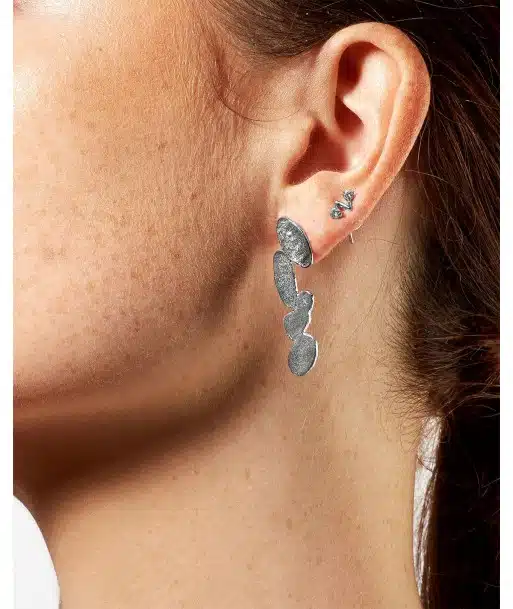 Essential Collection , Essential Long Silver Drop Earrings 2 organic long pure silver drop earrings 2