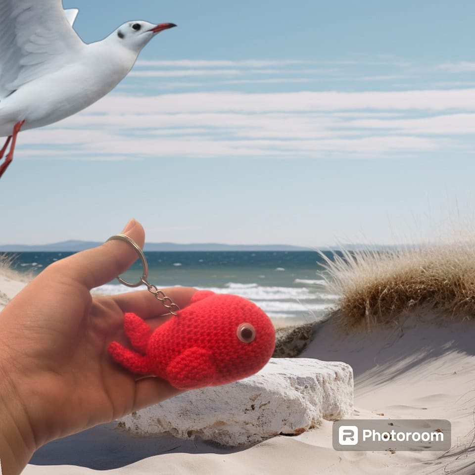 whale keychain 2 red whale