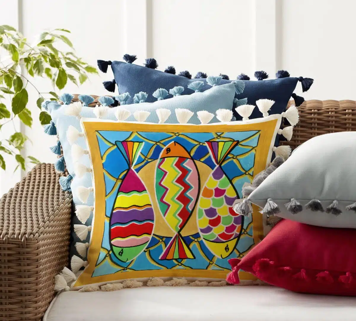 Fishes In The Net cushion السمك ف الشبك خدادية 2 square.cushions