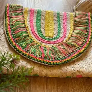 Pinkish Summer Straw Clutch