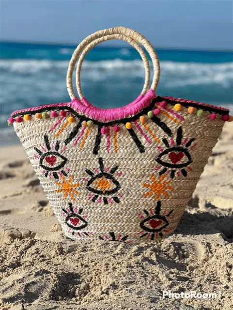 Evil Eye Straw beach bag 1 Evil Eye Straw beach bag