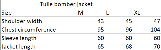 Tulle Bomber Jacket 2 tulle bomber jacket size chart 1