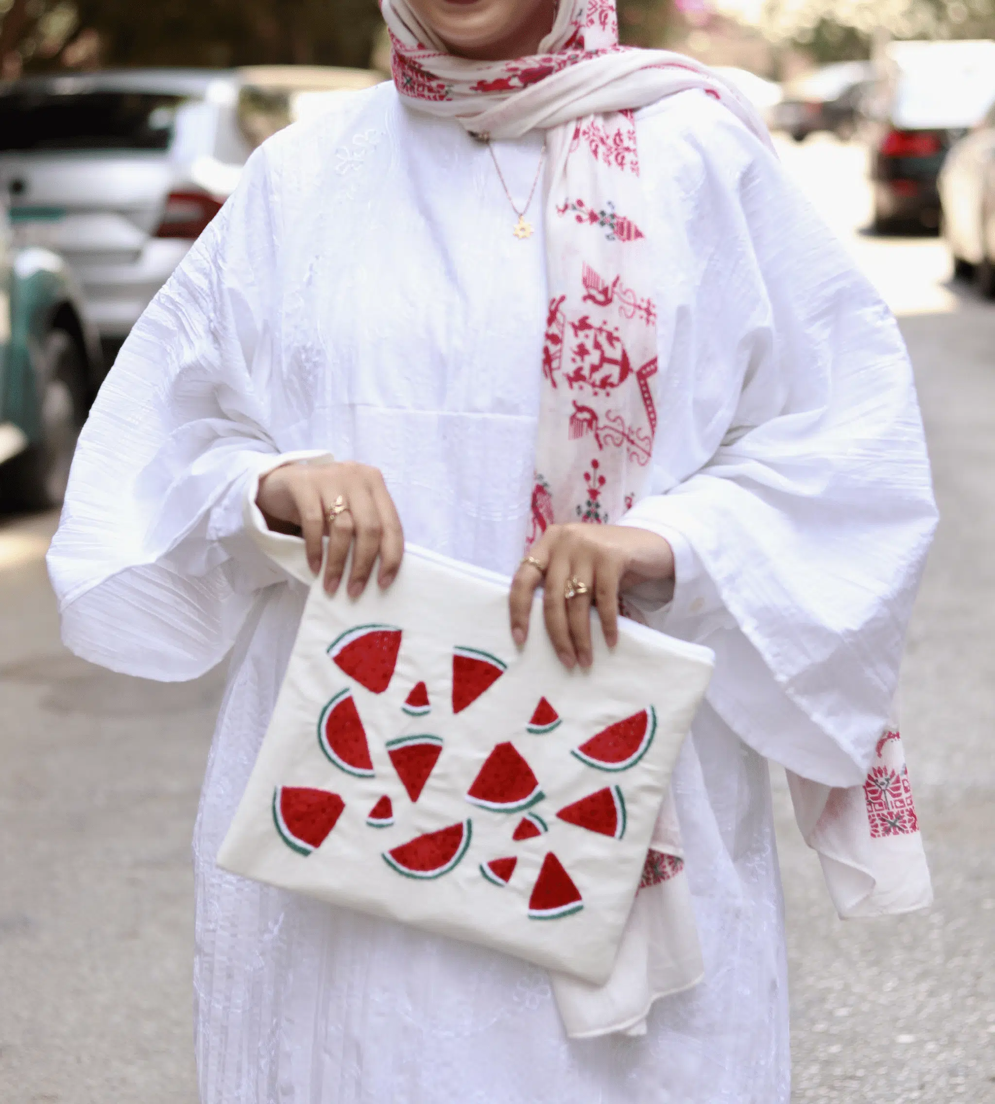Watermelon Hand Embroidered cotton clutch 1 Watermelon Hand Embroidered cotton clutch