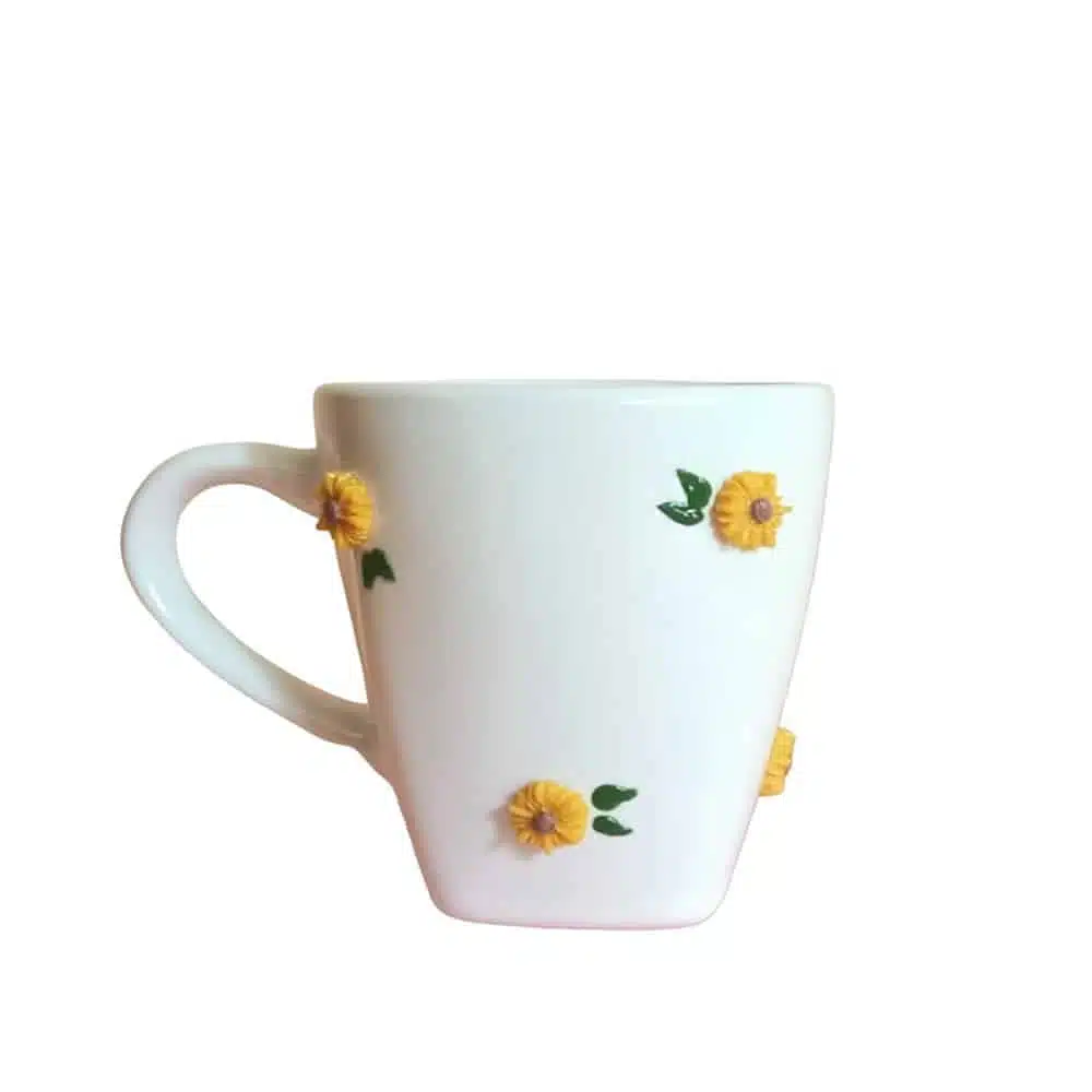 Sunflower - White Porcelain Mug - 250ml 1 Sunflower - White Porcelain Mug - 250ml