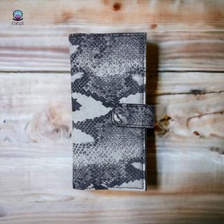 Natural leather snake long wallet