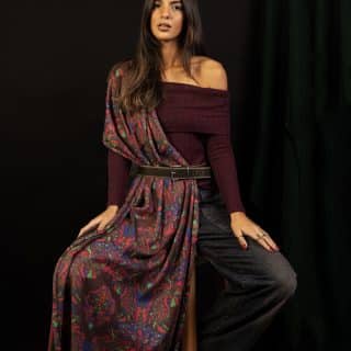 Wine And Ginger Tricot Shimmery Scarf