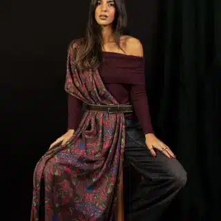 Wine And Ginger Tricot Shimmery Scarf