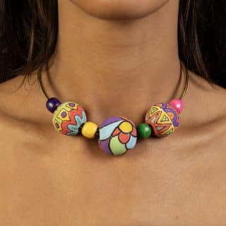Large Hand-Painted Wooden Beads Necklace II