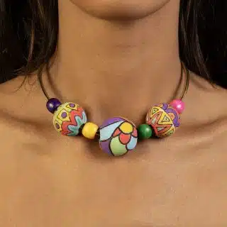 Large Hand-Painted Wooden Beads Necklace II
