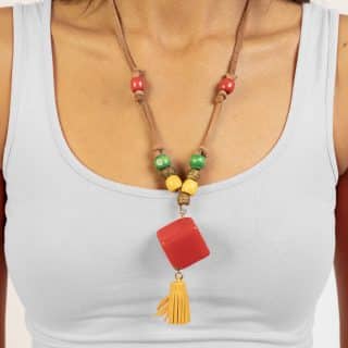 The Red Cube With Tassels Necklace