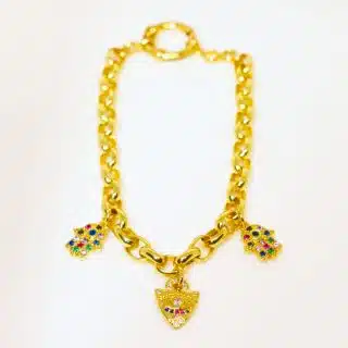 18k gold plated bracelet with charms