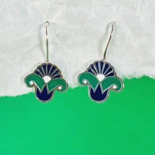 Lotus #3 sterling silver earrings with handpainted enamel.