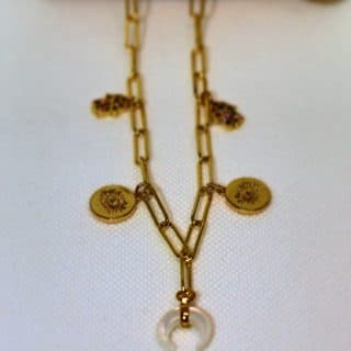 18k gold plated necklace with white crescent