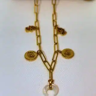 18k gold plated necklace with white crescent