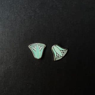 Sterling silver lotus #2 studs with Handpainted enamel.