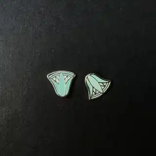 Sterling silver lotus #2 studs with Handpainted enamel.