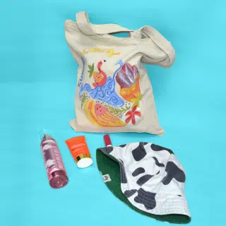 Summer is calling handmade painting tote bag