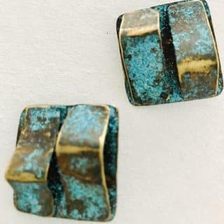 Asymmetrical blue rusty earrings