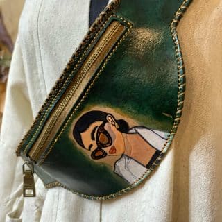 green leather west bag