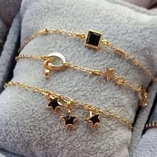 3 black star bracelets