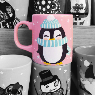 Pink pinguin mug