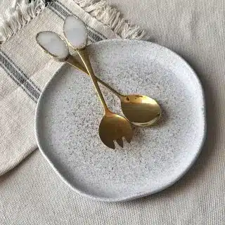 White/ Gold Salad Serving set